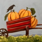 F2  Crow on Pumpkin Wheelbarrow