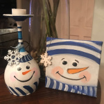 G17  Snowman Wine Glass and Mini Canvas